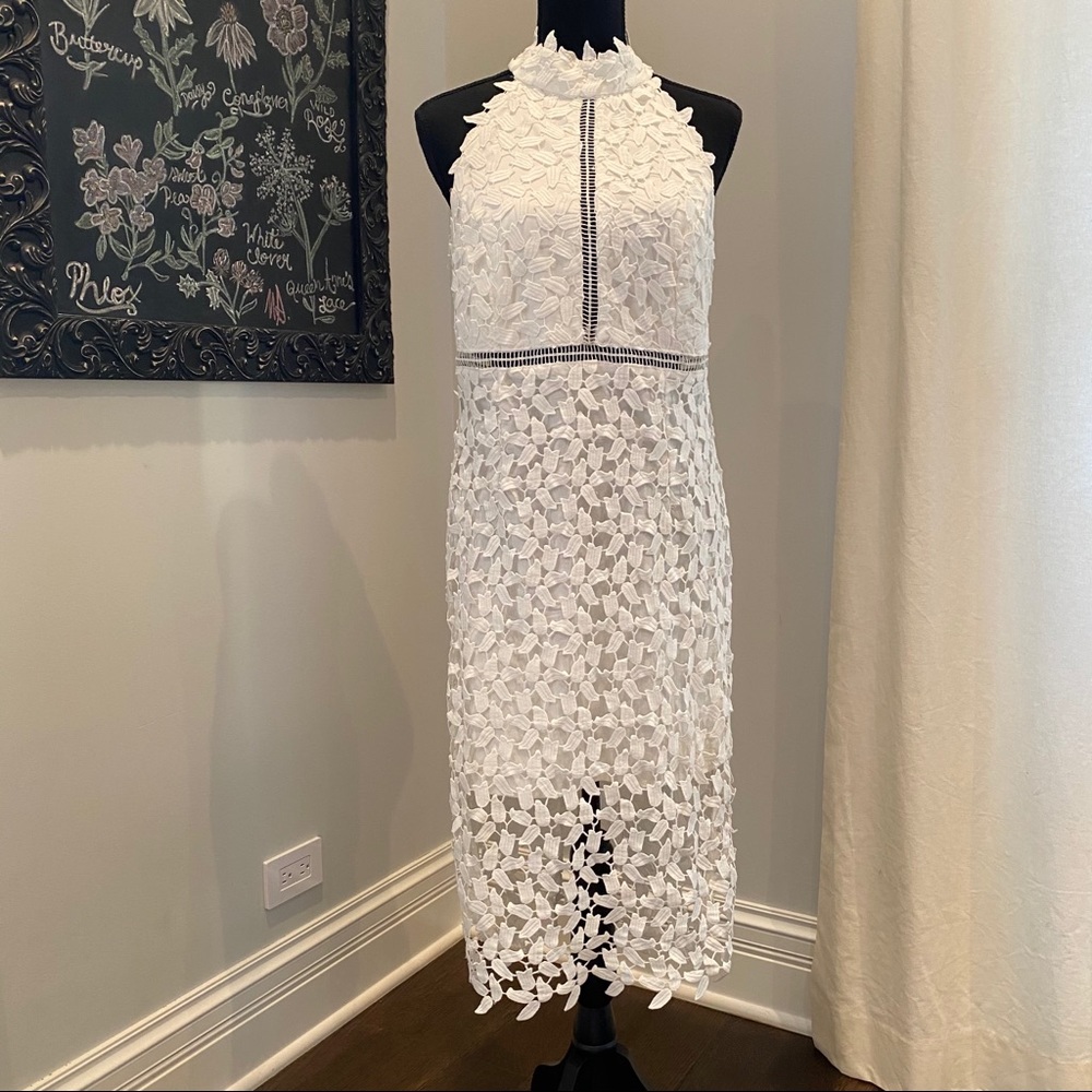 White lace Bardot dress